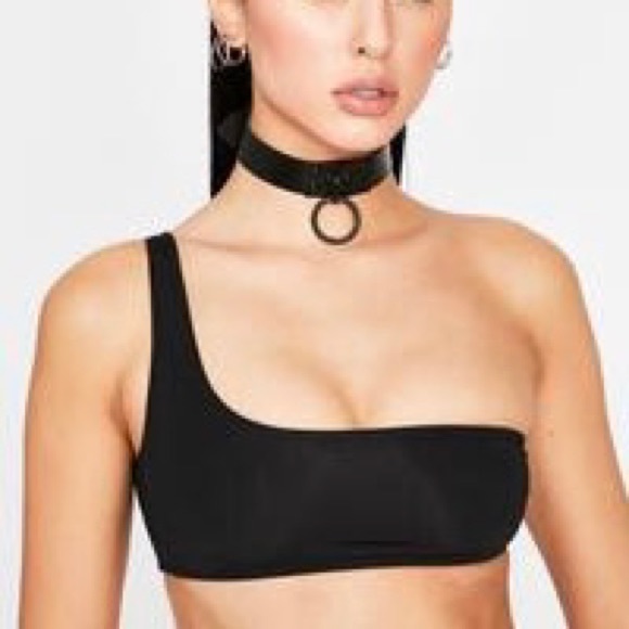 Dolls Kill Black Bralette Bikini Top Made in Spain Size XS - Picture 2 of 4